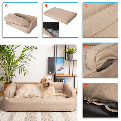 Mano Ergonomic Dog Bed with Removable Cover – Blue, L
