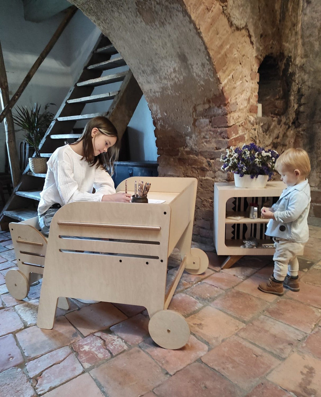Montessori Table and Chair Set - Wagon Wheel